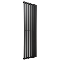 Radiatore di Design Verticale Piatto - 1750mm x 490mm - Pannello Singolo - Nero Opaco