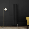 Radiatore di Design Verticale Tradizionale Triplo - Nero Opaco - 1800 x 380 x 100mm