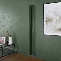 Radiatore Elettrico di Design Verticale Verde (Evergreen) - Scelta di Dimensioni,  Termostato e Copri Cavi - Revive