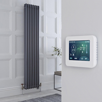 Radiatore Misto Verticale Antracite Triplo con Valvole in Nichel Satinato con Termostato WiFi e Display Touschscreen - 1800mm x 380mm