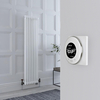 Radiatore Misto Verticale Bianco Doppio con Valvole in Ottone Anticato e Termostato WiFi - 1500mm x 380mm - Regent