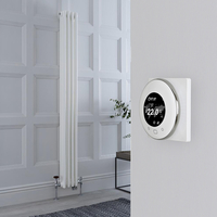 Radiatore Misto Verticale Bianco Triplo con Valvole Cromate con Termostato WiFi - 1800mm x 200mm - Regent