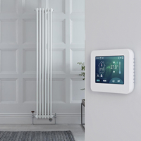 Radiatore Misto Verticale Bianco Triplo con Valvole Cromate con Termostato WiFi e Display Touchscreen - 1800mm x 290mm - Regent