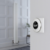 Radiatore Misto Verticale Bianco Triplo con Valvole in Nichel Satinato con Termostato WiFi - 1800mm x 200mm - Regent
