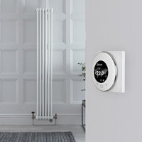 Radiatore Misto Verticale Bianco Triplo con Valvole in Nichel Satinato con Termostato WiFi - 1800mm x 290mm - Regent