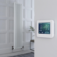 Radiatore Misto Verticale Bianco Triplo con Valvole in Ottone Anticato con Termostato WiFi e Display Touchscreen - 1800mm x 380mm - Regent