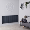 Radiatore Orizzontale Antracite di Design con Attacchi Centrali - 2614W - 635 x 1647mm - Revive Caldae