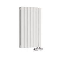 Radiatore Orizzontale Bianco di Design con Attacchi Centrali - 654W - 635 x 413mm - Revive Caldae