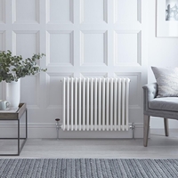 Radiatore Orizzontale Bianco in Stile Ghisa - 600 x 785 x 100mm - 1243W - Regent