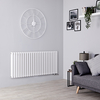 Radiatore Orizzontale Doppio Bianco di Design con Attacchi Centrali - 2241W - 635 x 1411mm - Revive Caldae