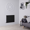 Radiatore Termoarredo Elettrico Orizzontale Termosifone Nero Opaco - 1000W - 635 x 826mm - Revive