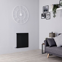 Radiatore Termoarredo Elettrico Orizzontale Termosifone Nero Opaco - 600W - 635 x 595mm - Revive