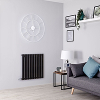 Radiatore Termosifone di Design Elettrico Orizzontale Nero Opaco - 600W - 635 x 630mm - Delta