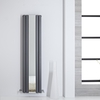 Radiatore Verticale di Design Antracite con Specchio - 1600 x 385mm - 1212W - Sloane