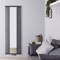 Radiatore Verticale di Design Effetto Pietra con Attacco Centrale e Specchio - 1700 x 640mm - 1300W - Lublin