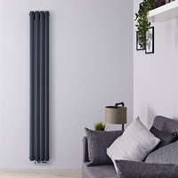Radiatore Verticale Doppio Antracite di Design con Attacchi Centrali - 772W - 1780 x 236mm - Revive Caldae