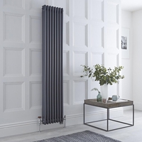 Radiatore Verticale Misto in Stile Ghisa Antracite - 1800 x 380mm - Disponibile con Termostato WiFi