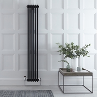 Radiatore Verticale Nero in Stile Ghisa - 1800 x 290 x 100mm - 1169W - Regent