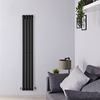 Radiatore Verticale Termosifone Nero Opaco - 561W - 1600 x 236mm - Revive