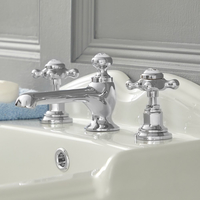Rubinetto a 3 Fori Per Lavabo a Croce - Design Tradizionale Cromo/Bianco - Elizabeth
