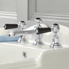 Rubinetto a 3 Fori Per Lavabo a Leva - Design Tradizionale Cromo/Nero - Elizabeth