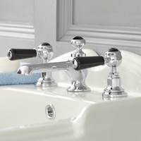 Rubinetto a 3 Fori Per Lavabo a Leva - Design Tradizionale Cromo/Nero - Elizabeth