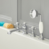 Rubinetto Bordo Vasca a 4 Fori a Croce Design Tradizionale Cromo/Bianco - Elizabeth