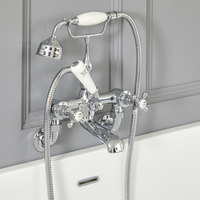 Rubinetto Bordo Vasca a Croce Design Tradizionale Cromo/Bianco - Elizabeth