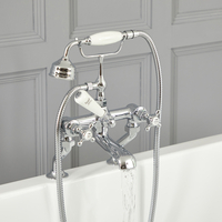 Rubinetto Bordo Vasca a Croce Design Tradizionale Cromo/Bianco - Elizabeth