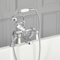Rubinetto Bordo Vasca a Leva Design Tradizionale Cromo/Bianco - Elizabeth
