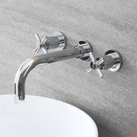 Rubinetto da Parete a 3 Fori Per Lavabo a Croce - Design Moderno Cromato - Sutton