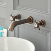 Rubinetto da Parete a 3 Fori Per Lavabo a Croce - Design Tradizionale Bronzo Brunito - Elizabeth