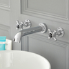 Rubinetto da Parete a 3 Fori Per Lavabo a Croce - Design Tradizionale Cromo/Nero - Elizabeth