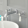 Rubinetto da Parete a 3 Fori Per Lavabo a Leva - Design Tradizionale Cromo/Bianco - Elizabeth