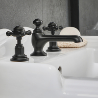 Rubinetto Miscelatore per Lavabo a 3 Fori con Maniglie a Croce - Nero - Elizabeth