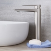 Rubinetto Monoforo Alto Per Lavabo Colore Nichel Spazzolato - Harting