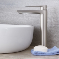 Rubinetto Monoforo Alto Per Lavabo Colore Nichel Spazzolato - Harting