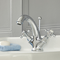 Rubinetto Monoforo Per Lavabo a Croce - Design Tradizionale Cromo/Bianco - Elizabeth