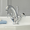 Rubinetto Monoforo Per Lavabo a Croce - Design Tradizionale Cromo/Nero - Elizabeth