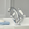 Rubinetto Monoforo Per Lavabo a Leva - Design Tradizionale Cromo/Bianco - Elizabeth