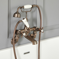 Rubinetto Vasca da Parete a Croce Design Tradizionale Bronzo Brunito - Elizabeth