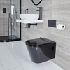 Sanitario Bagno Sospeso Nero - Design Ovale con Sedile Soft Close - Nox