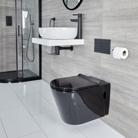 Sanitario Bagno Sospeso Nero - Design Ovale con Sedile Soft Close - Nox