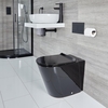 Sanitario Bagno WC a Terra Nero con Copriwater Soft-Close - Nox