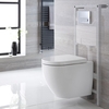 Sanitario Bagno WC Sospeso Ovale con Copriwater,  Telaio Alto e Placca di Comando - Ashbury