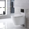 Sanitario Bagno WC Sospeso Ovale con Copriwater,  Telaio Corto e Placca di Comando - Exton