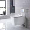 Sanitario Bagno WC Sospeso Quadrato con Copriwater,  Telaio Corto e Placca di Comando - Sandford