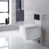 Sanitario Bagno WC Sospeso Quadrato con Copriwater,  Telaio Corto e Placca di Comando 345 x 350mm - Milton