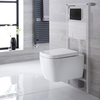 Sanitario Bagno WC Sospeso Quadrato con Copriwater,  Telaio e Placca di Comando 345 x 350mm - Milton