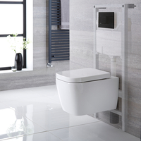 Sanitario Bagno WC Sospeso Quadrato con Copriwater,  Telaio e Placca di Comando 345 x 350mm - Milton